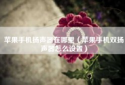 苹果手机扬声器在哪里（苹果手机双扬声器怎么设置）